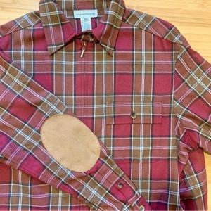 Evan-Picone Zip Jacket Light Plaid Elbow Patch Woman’s XL